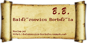 Balázsovics Borbála névjegykártya